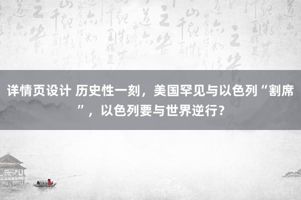 详情页设计 历史性一刻，美国罕见与以色列“割席”，以色列要与世界逆行？