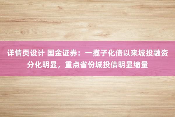 详情页设计 国金证券：一揽子化债以来城投融资分化明显，重点省份城投债明显缩量